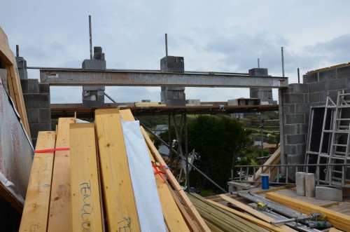 The main garage lintel in position - 10 October 2015
